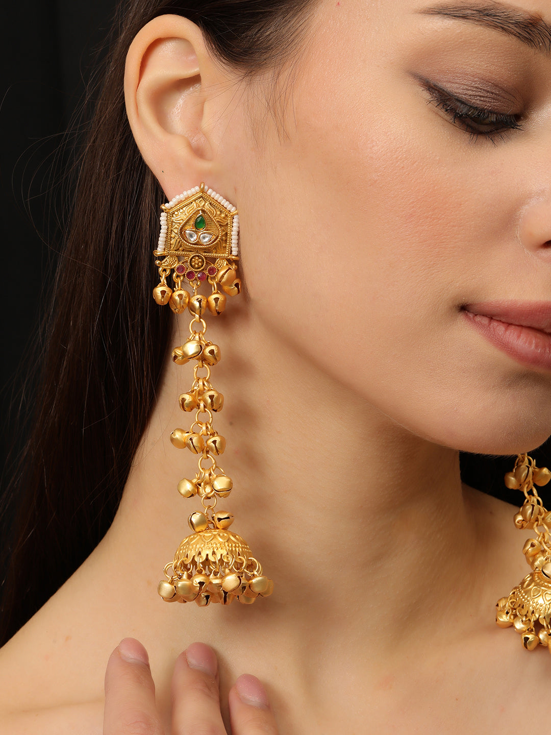 VIVAZS Kashmiri Long Drop Jhumka Earrings