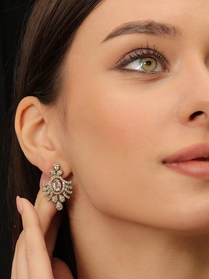 Gold-Plated White AD-Studded Jewellery Set