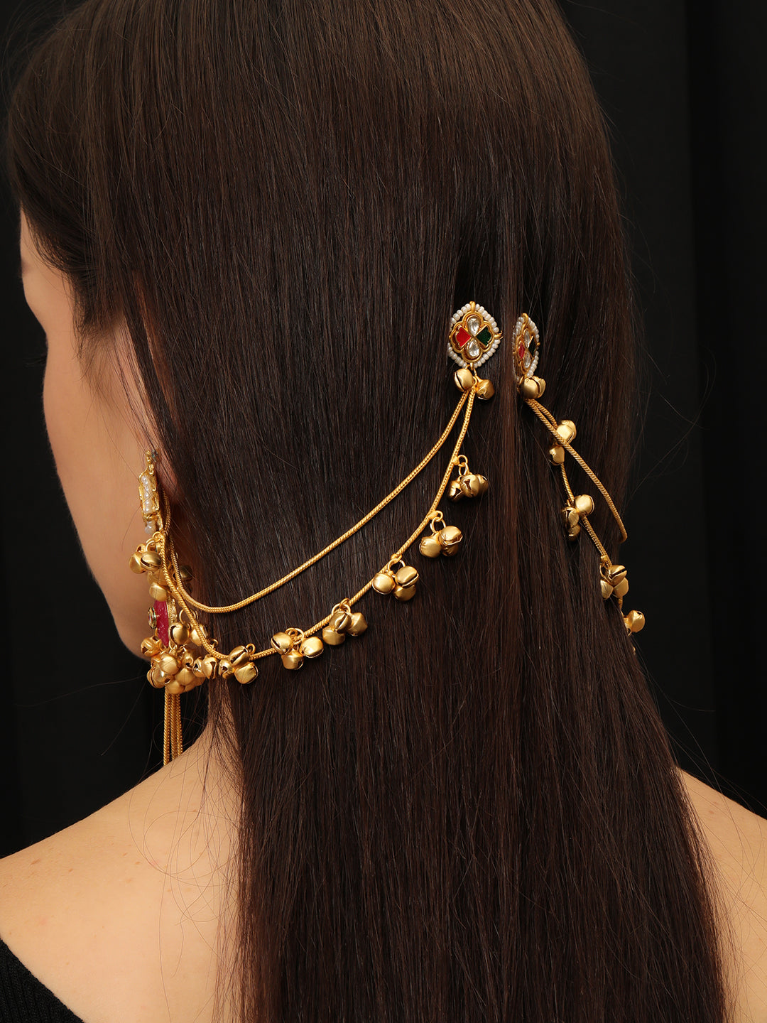Kashmiri Long Drop Kan chain Earrings