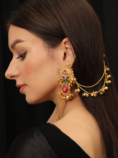 Kashmiri Long Drop Kan chain Earrings