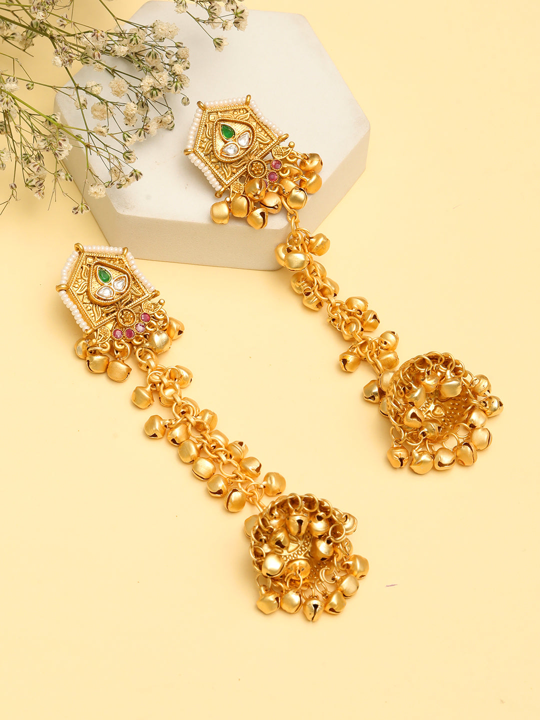 VIVAZS Kashmiri Long Drop Jhumka Earrings
