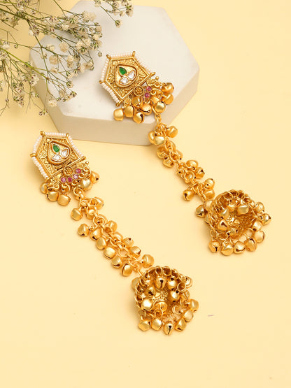 VIVAZS Kashmiri Long Drop Jhumka Earrings