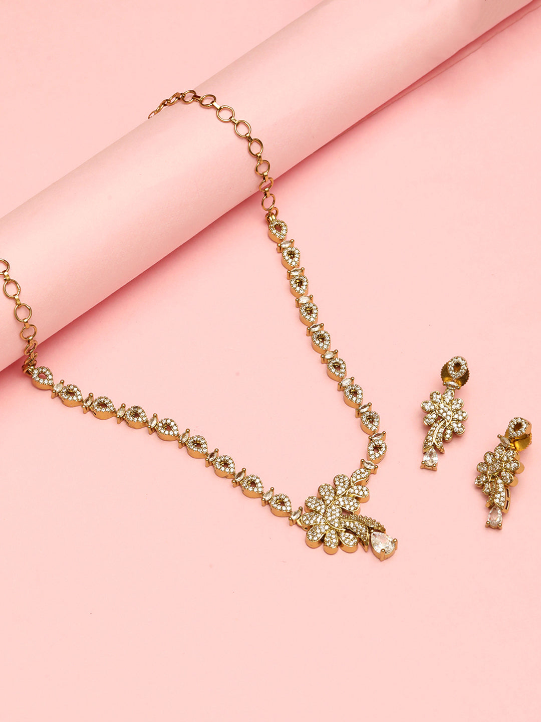 Gold-Plated AD-Studded Jewellery Set