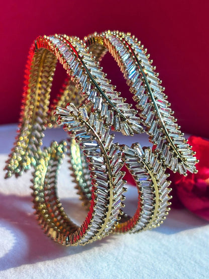 Set Of 2 Gold-Plated AD-Studded and Cubic Zirconia Studded Premium Bangles