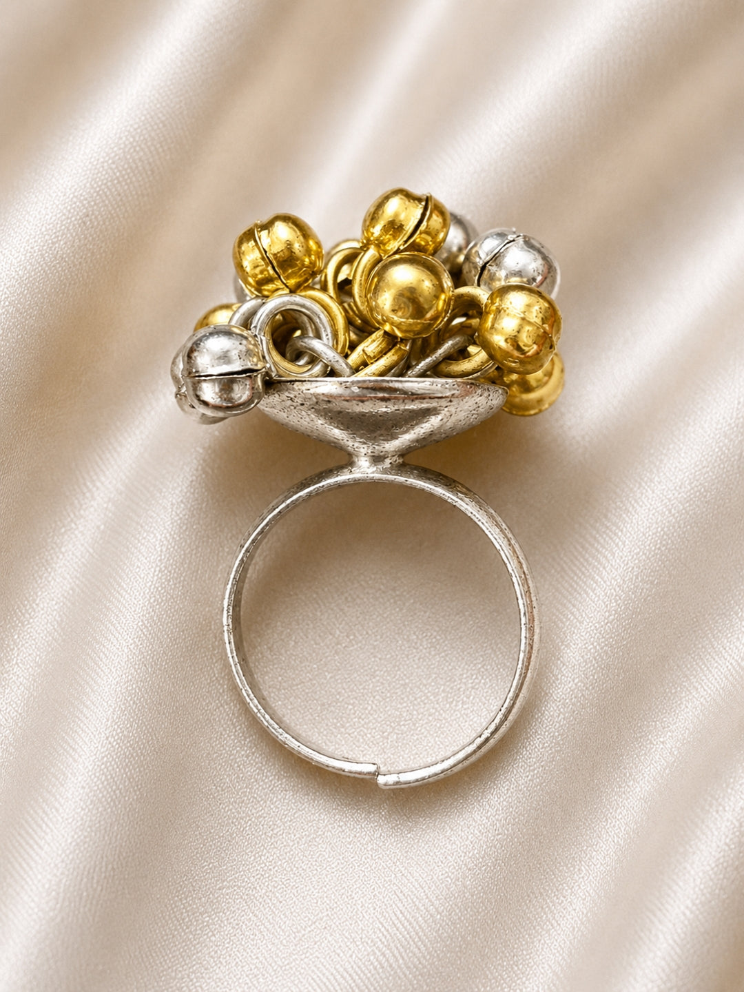 Women Gold-Plated Ghungroo Statement Adjustable Ring