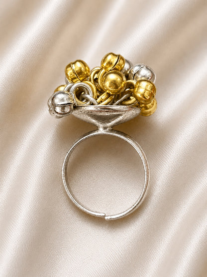 Women Gold-Plated Ghungroo Statement Adjustable Ring