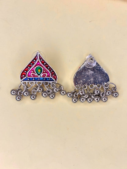 Oxidised Silver-Plated Multicolour Tribal Choker Jewellery Necklace Set