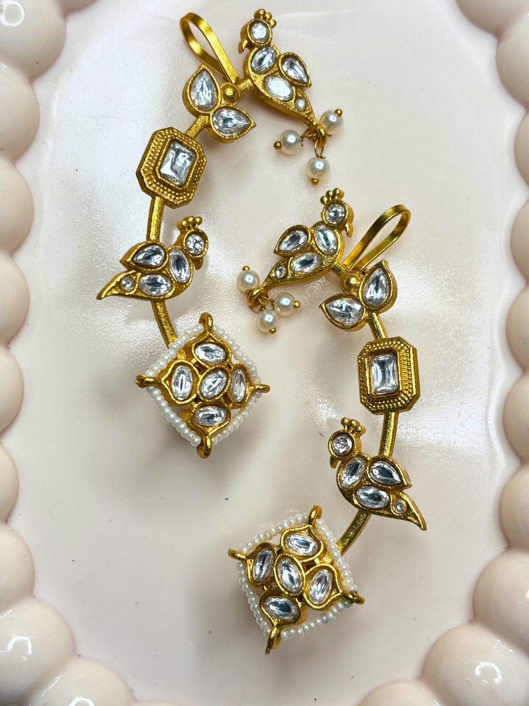 VIVAZS Gold Plated Contemporary Ear Cuff Earrings
