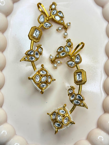 VIVAZS Gold Plated Contemporary Ear Cuff Earrings