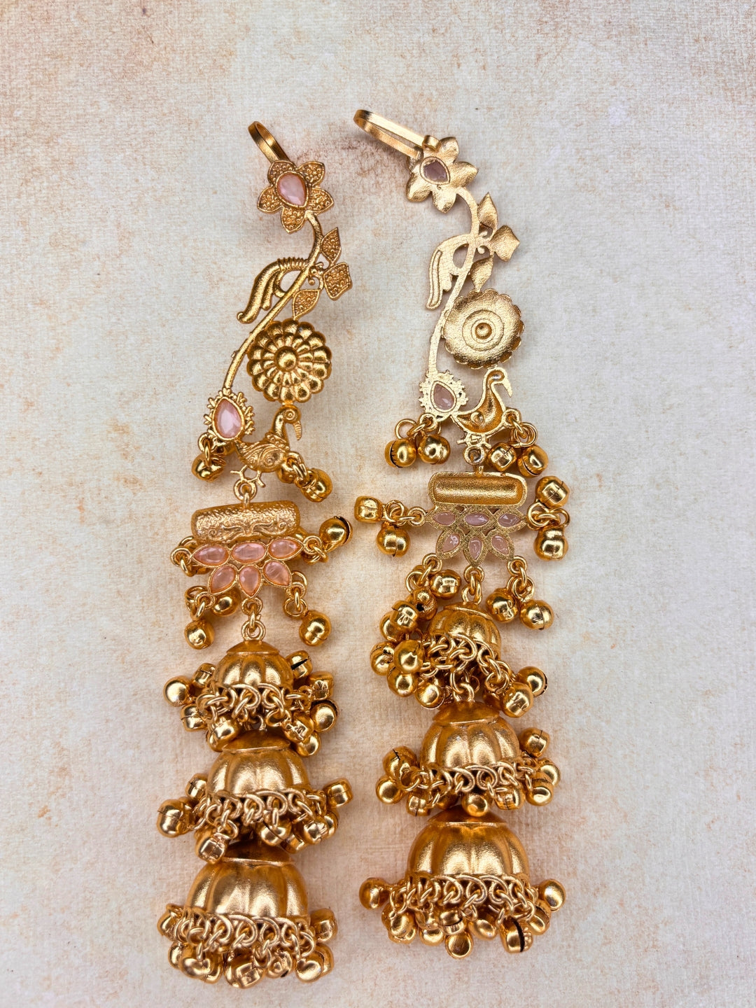 VIVAZS Kashmiri Drop earcuff Earrings Jhumkas (peach)
