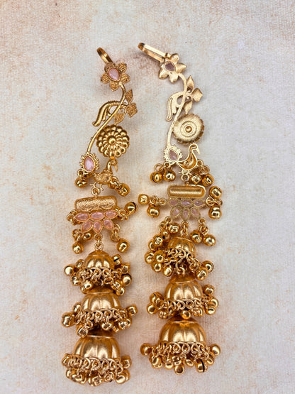 VIVAZS Kashmiri Drop earcuff Earrings Jhumkas (peach)