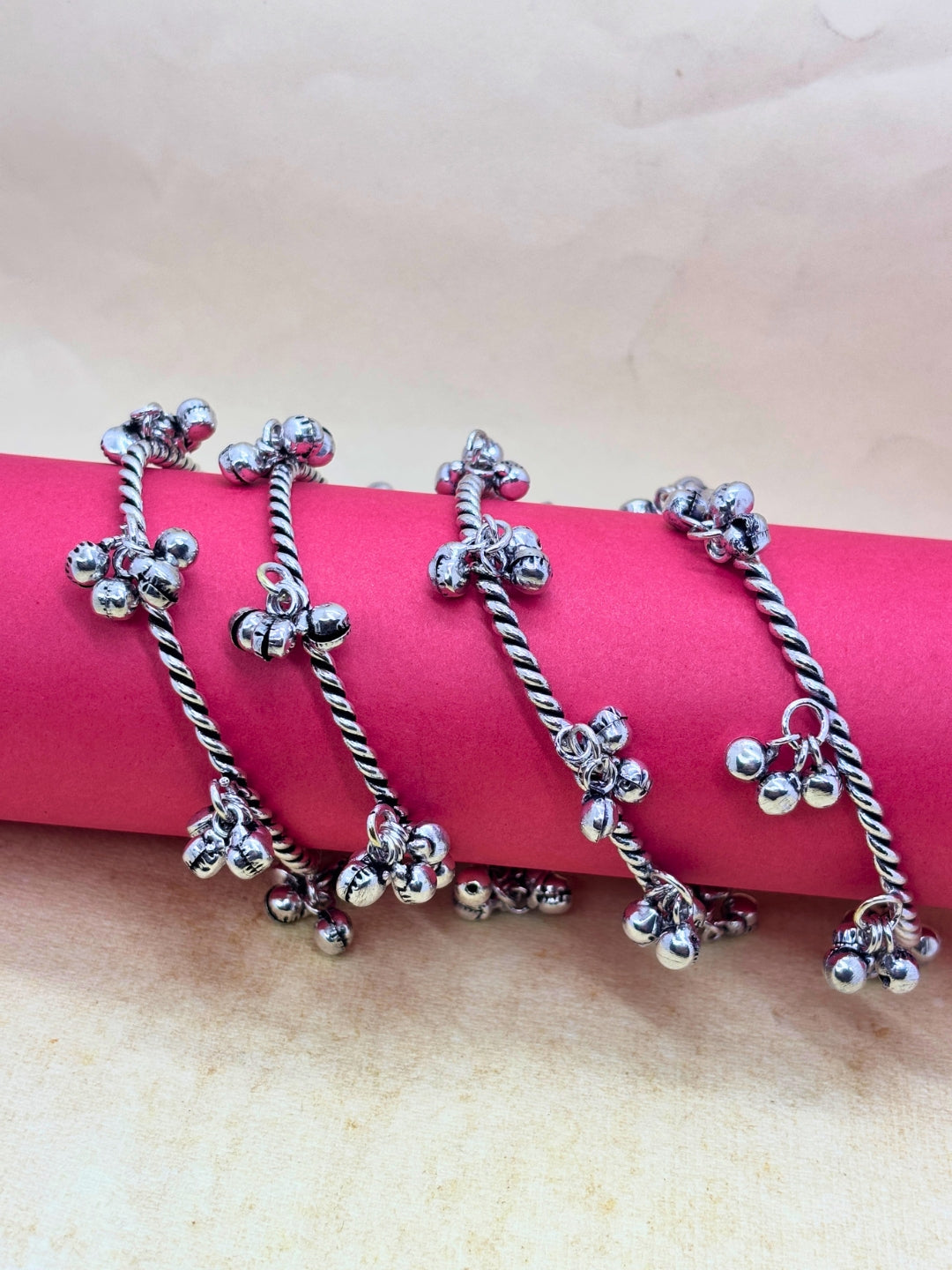 Oxidised Silver-Plated Kashmiri Ghungroo Bangle Set