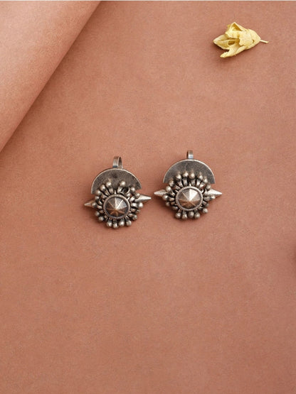Oxidised Silver-Plated Non Piercing Clip On Bugadi Ear Cuff Earrings
