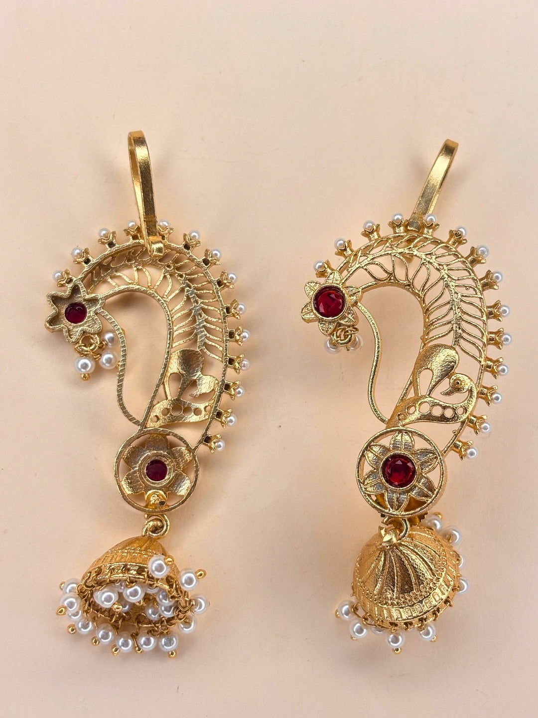 Gold-Plated Peacock Shaped Ear Cuff Earrings