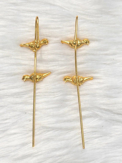 Gold-Plated Bird Motif Statement Earcuff Earrings