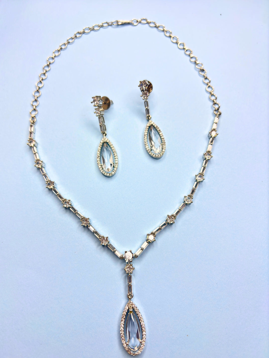 VIVAZS Silver-Plated White AD Stone Studded Necklace