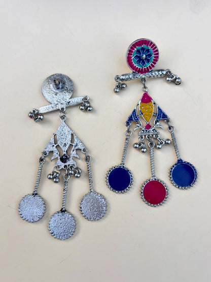 VIVAZS Colorful Enamel Pearl Drop Earrings