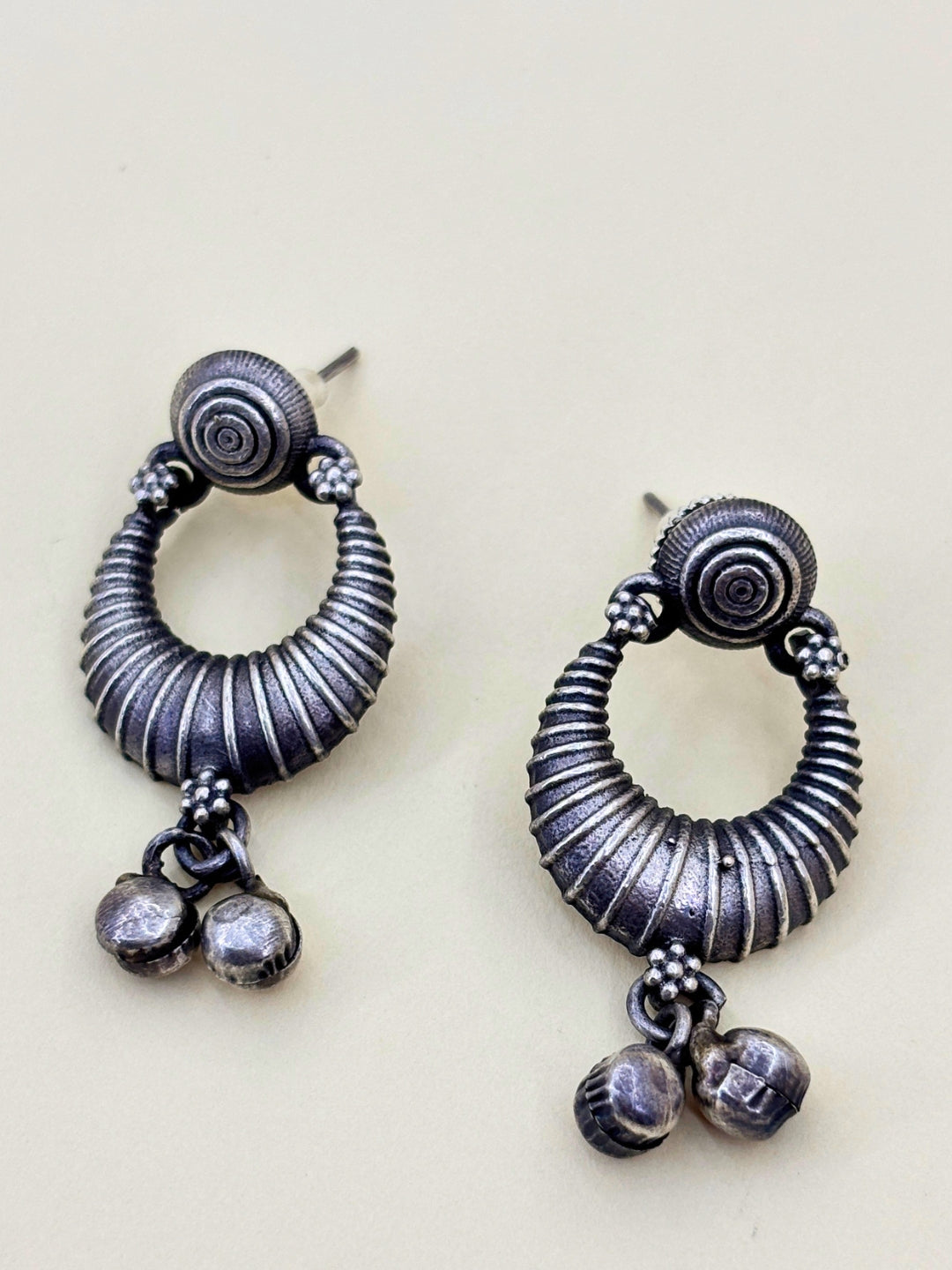 VIVAZS Silver-Plated Oxidised Necklace set with Earrings