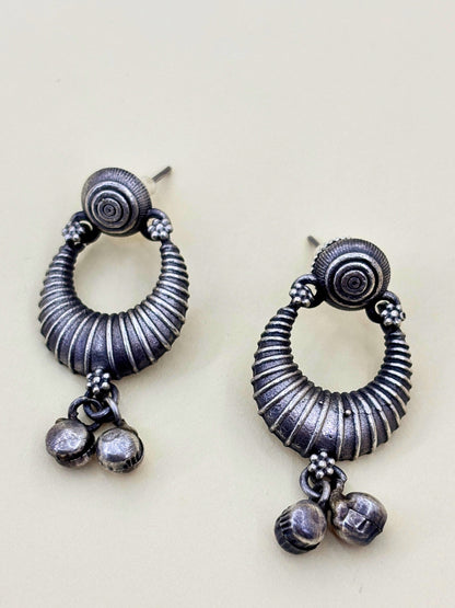 VIVAZS Silver-Plated Oxidised Necklace set with Earrings