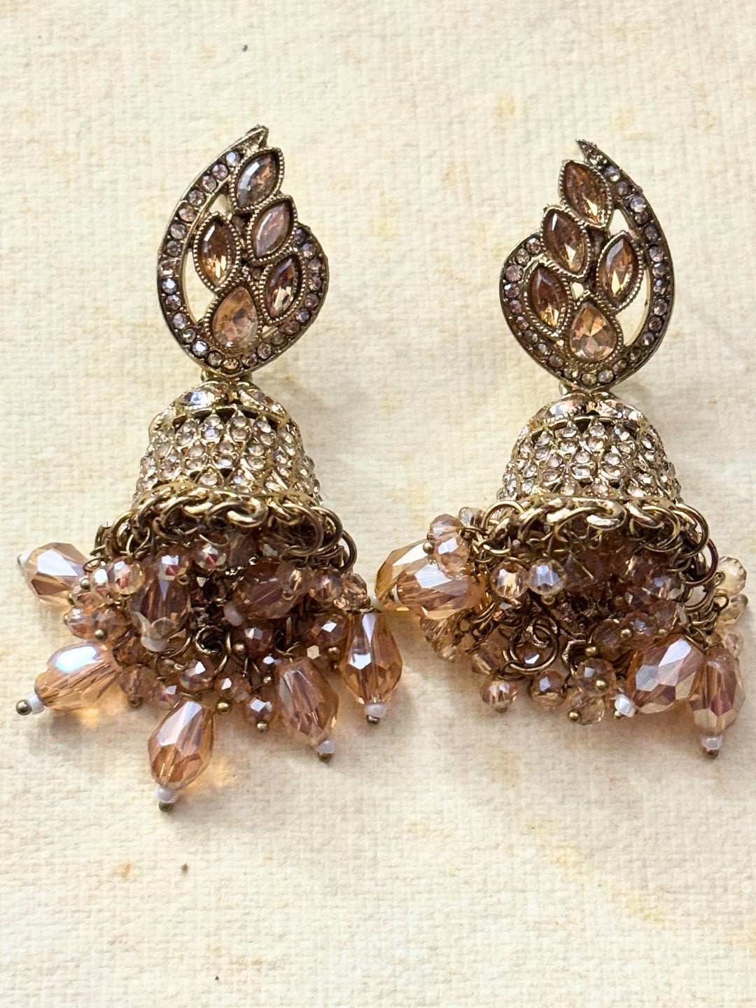 Gold-Plated Kundan & Crystal Studded Dome Jhumka Earrings