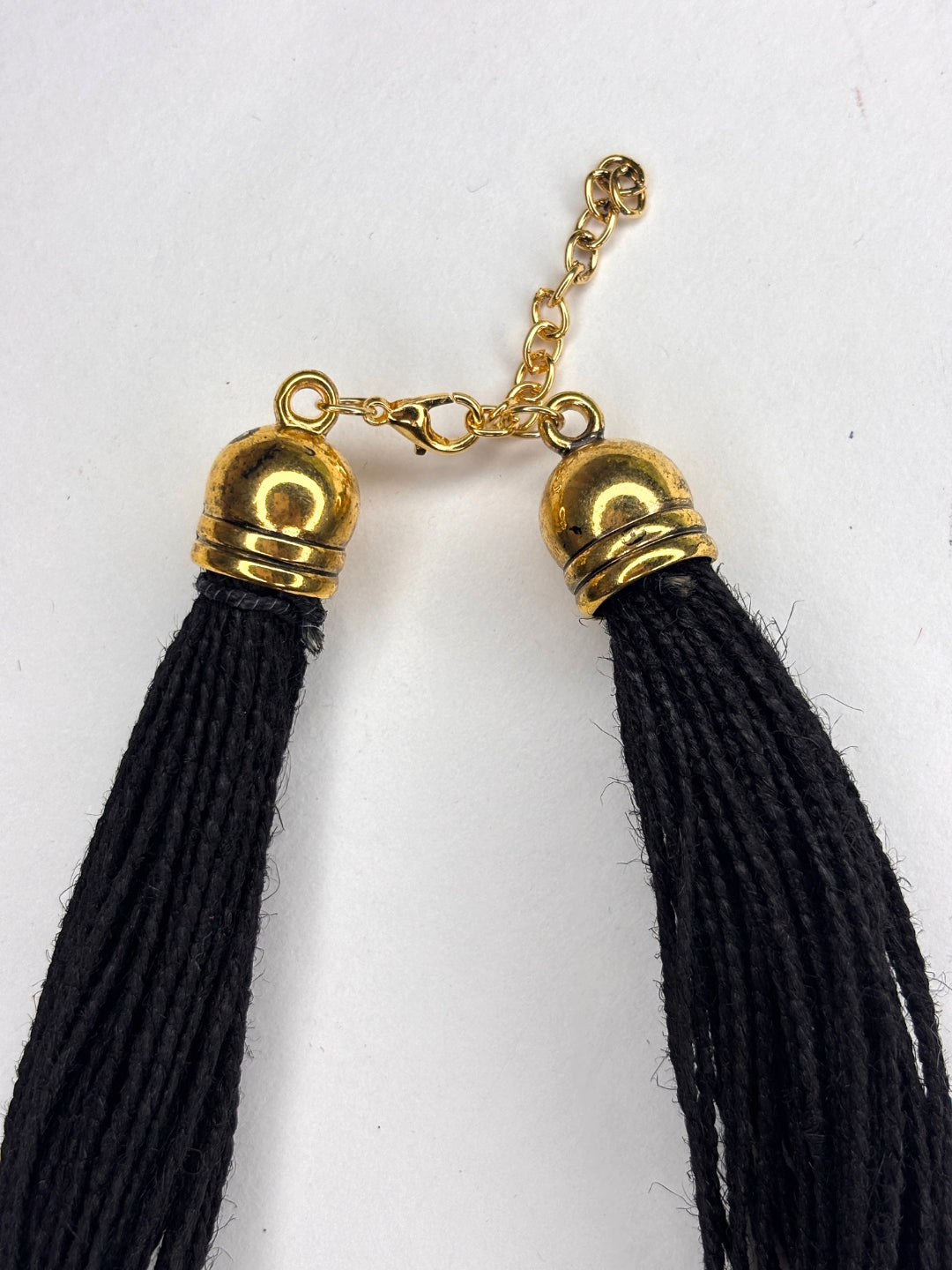 Gold-Plated Oxidised Statement Black Thread Jute Necklace