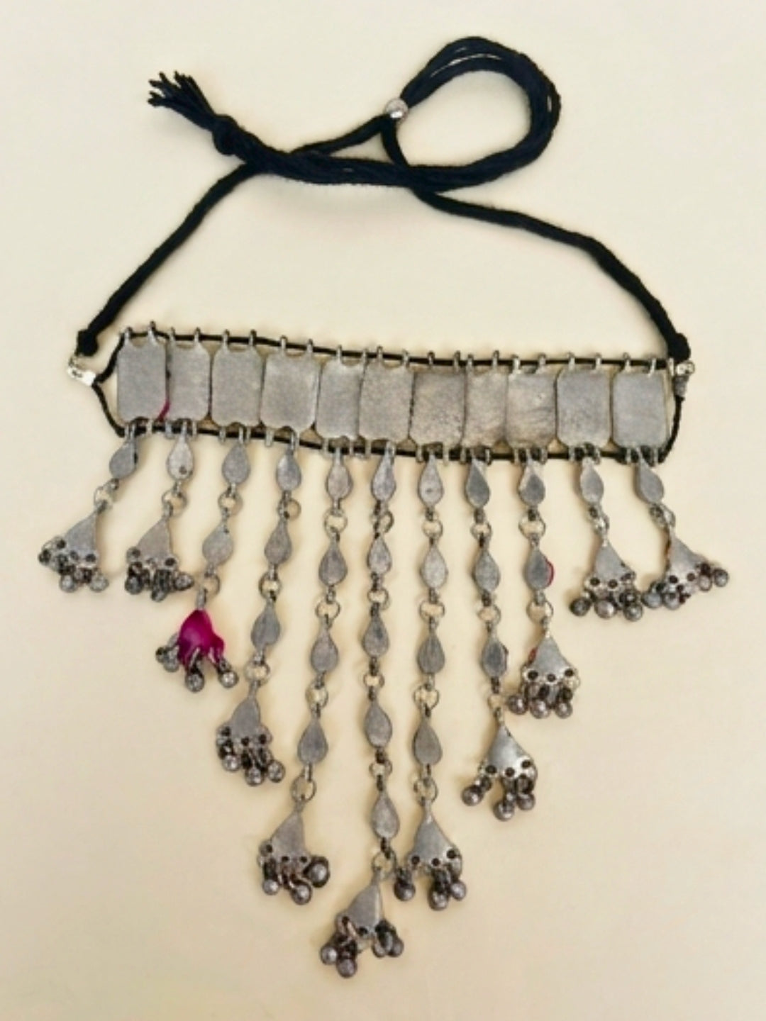 Oxidised Silver Multi-Colour Stone Choker Necklace