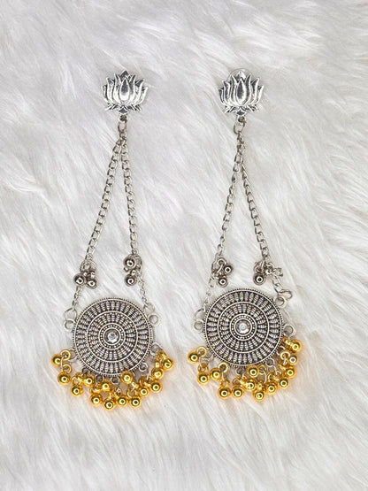 Dual-Tone Silver & Gold-Plated Oxidised Tribal Statement Necklace Set
