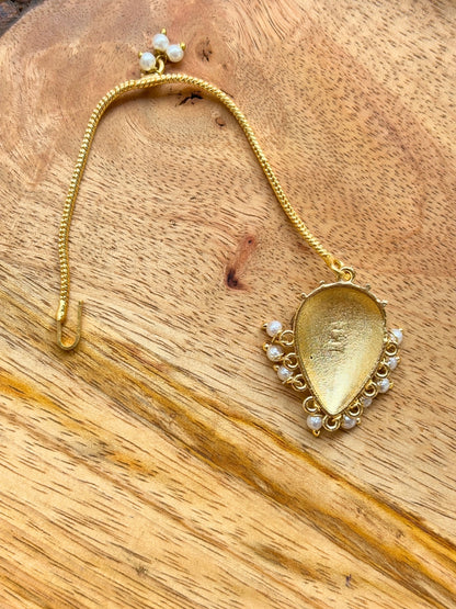 Gold-Plated Pearl Traditional Maang Tikka