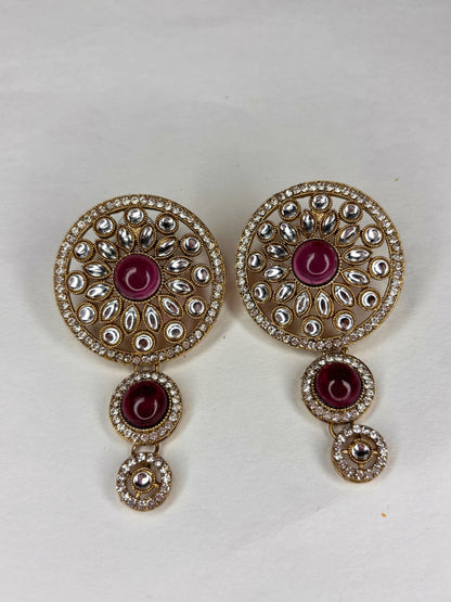 Gold-Plated Red Kundan Stone Choker Jewellery Set