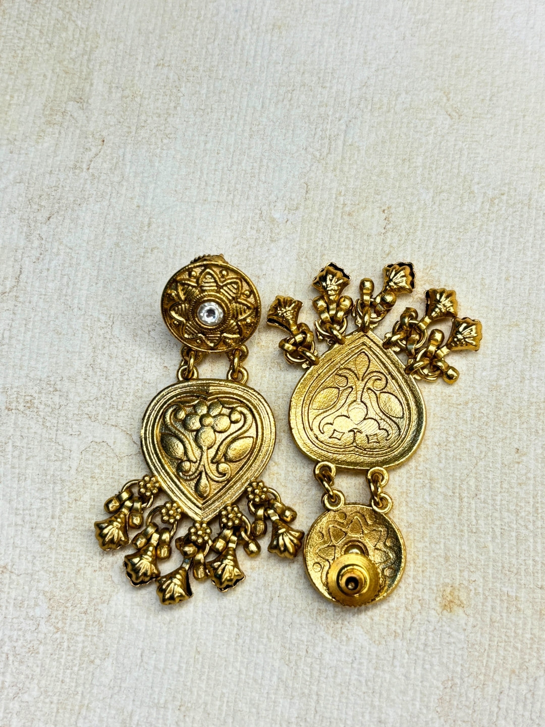 Gold-Plated Floral Drop Statement Earrings