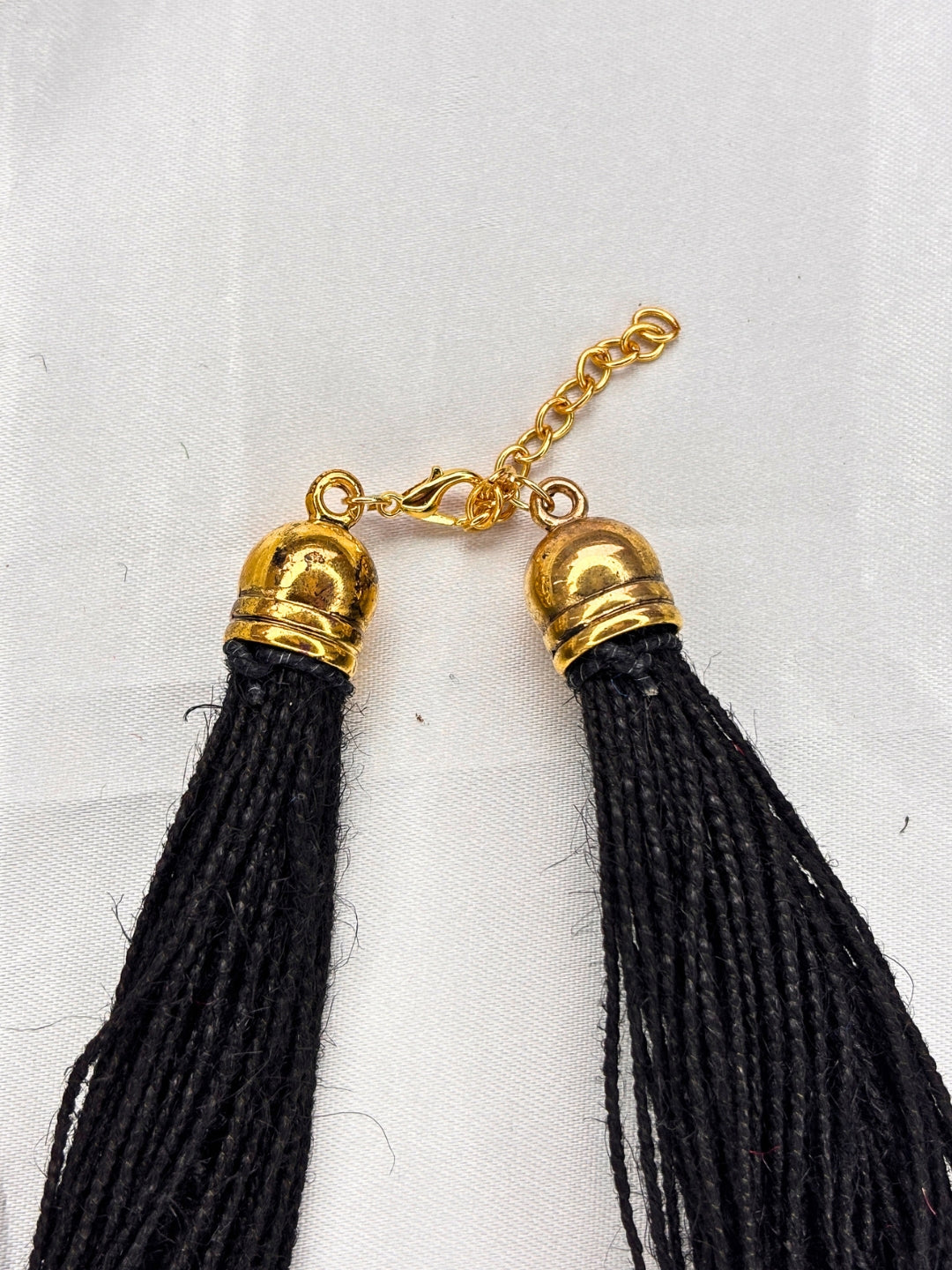 Gold-Plated Oxidised Statement Black Thread Jute Necklace