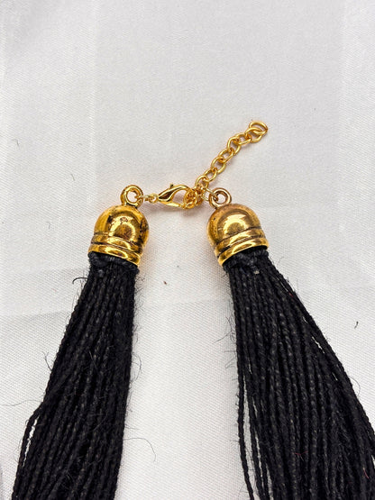 Gold-Plated Oxidised Statement Black Thread Jute Necklace