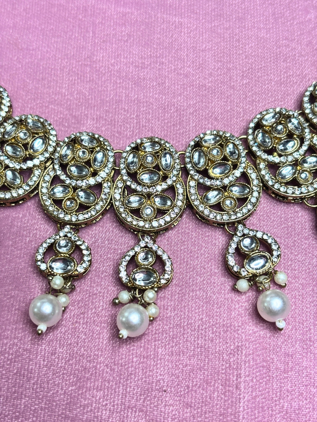 Gold-Plated Kundan -Studded & Beaded Studded Bridal Jewellery Set