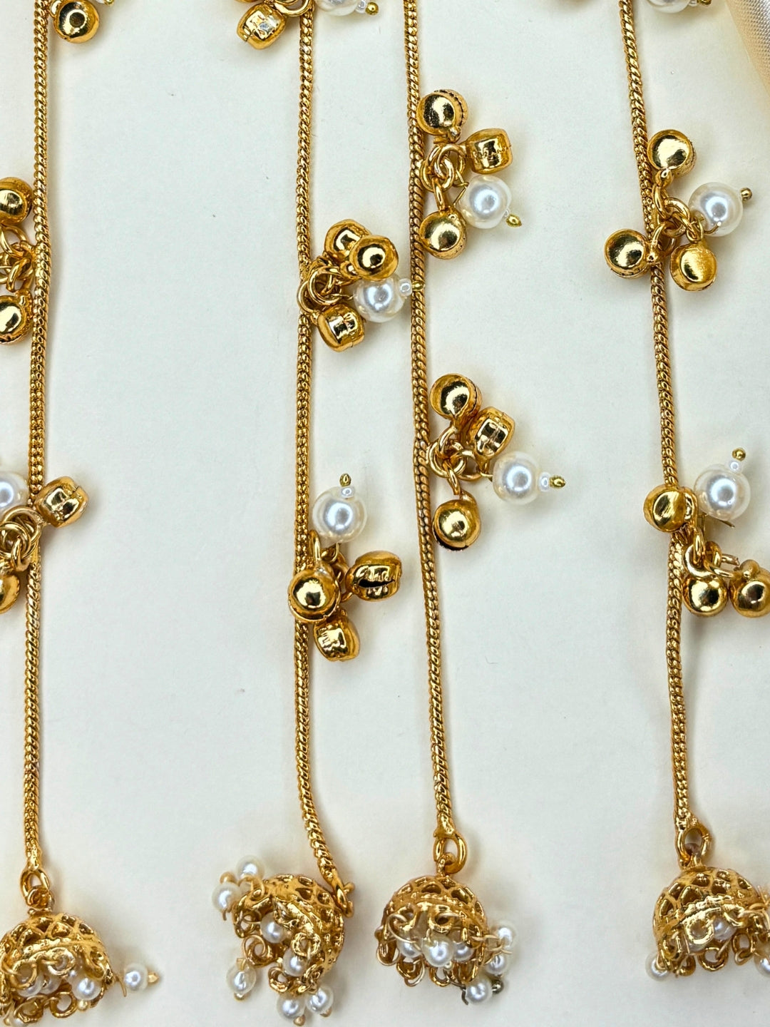 Gold-Plated Red Kundan Stone Long  Kashmiri Drop Earrings