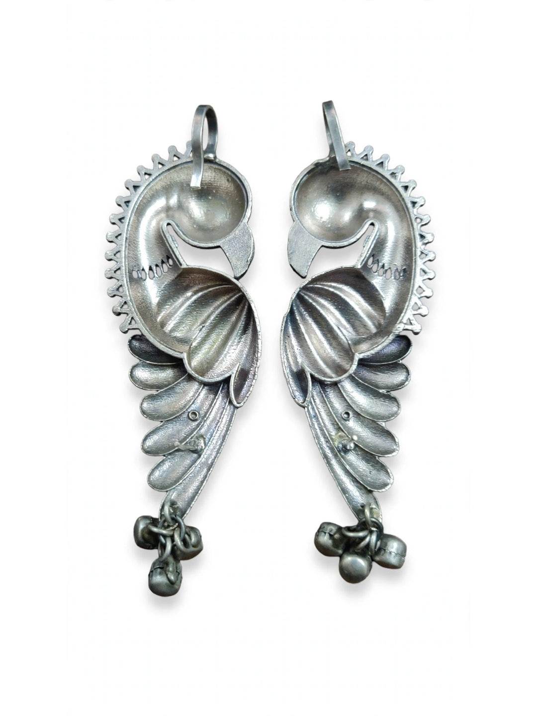 Oxidised Silver-Plated Multicolour Parrot Design Pearl Drop Statement Earcuff