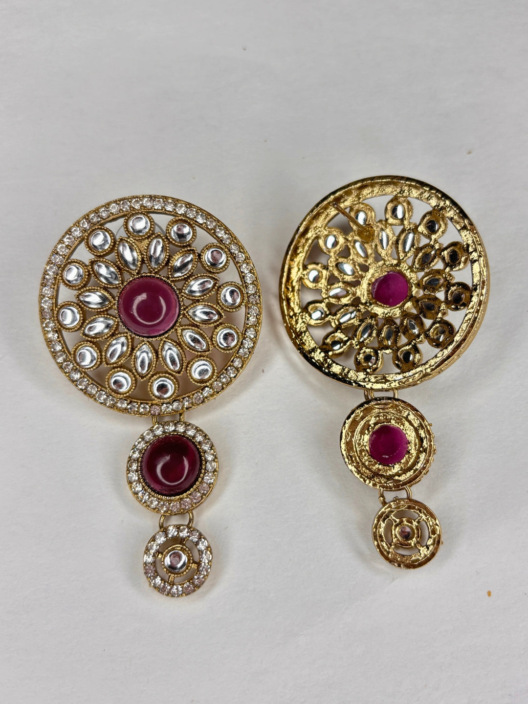 Gold-Plated Red Kundan Stone Choker Jewellery Set