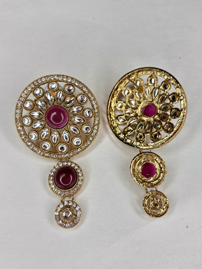 Gold-Plated Red Kundan Stone Choker Jewellery Set