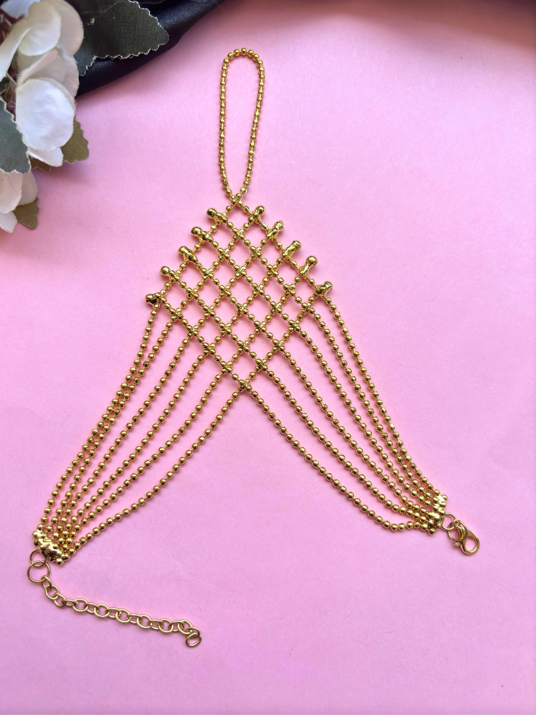 Women Gold-Plated Handcrafted hathphool Wraparound Bracelet set