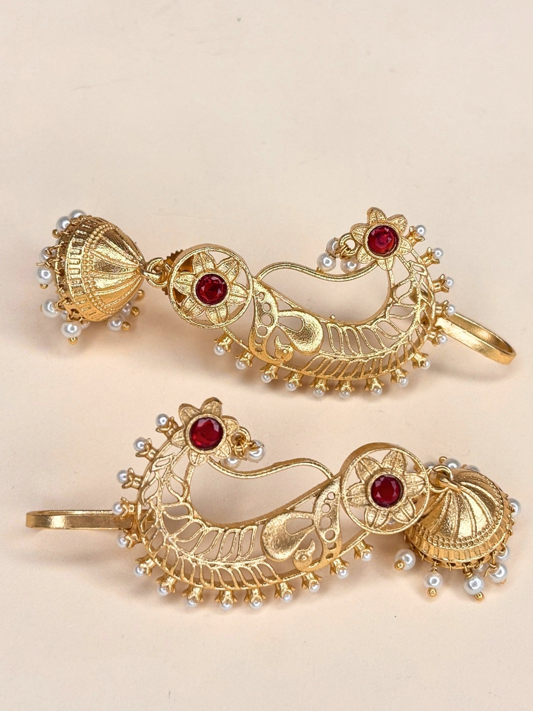 Gold-Plated Peacock Shaped Ear Cuff Earrings