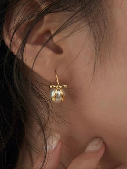 VIVAZS 18K PVD Gold Plated Pearl Stud earrings