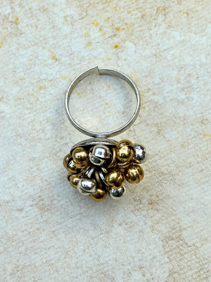 Women Gold-Plated Ghungroo Statement Adjustable Ring