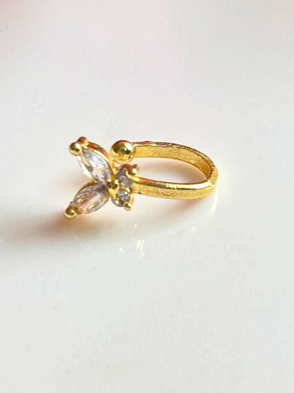 22K Gold-Plated Cubic Zirconia Studded Butterfly Nosepin
