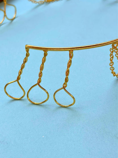 Gold-Plated Layered Chain Draped Hair Tiara