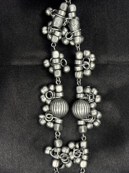 Oxidised Silver-Plated Tribal Statement Long Necklace