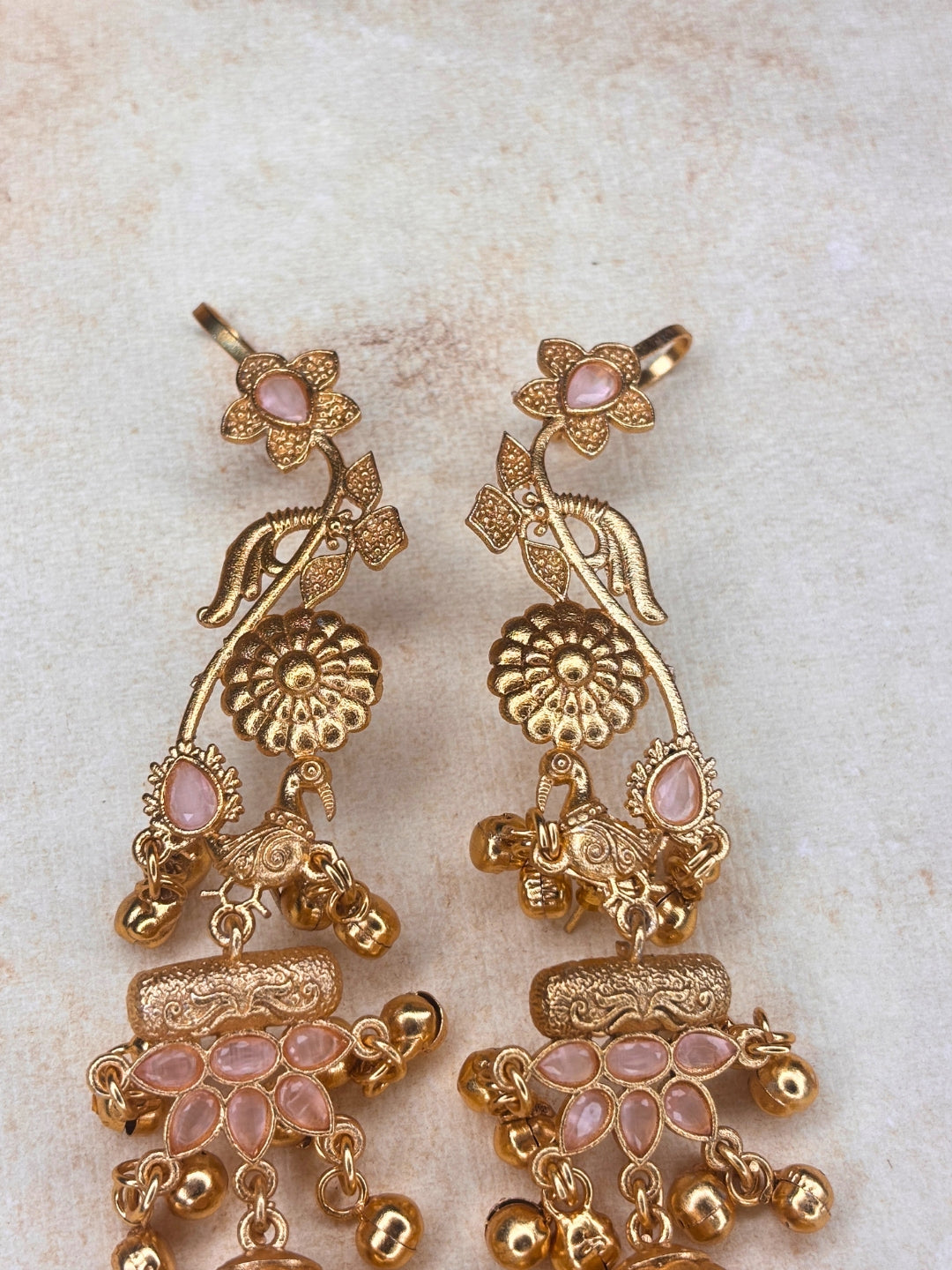 VIVAZS Kashmiri Drop earcuff Earrings Jhumkas (peach)