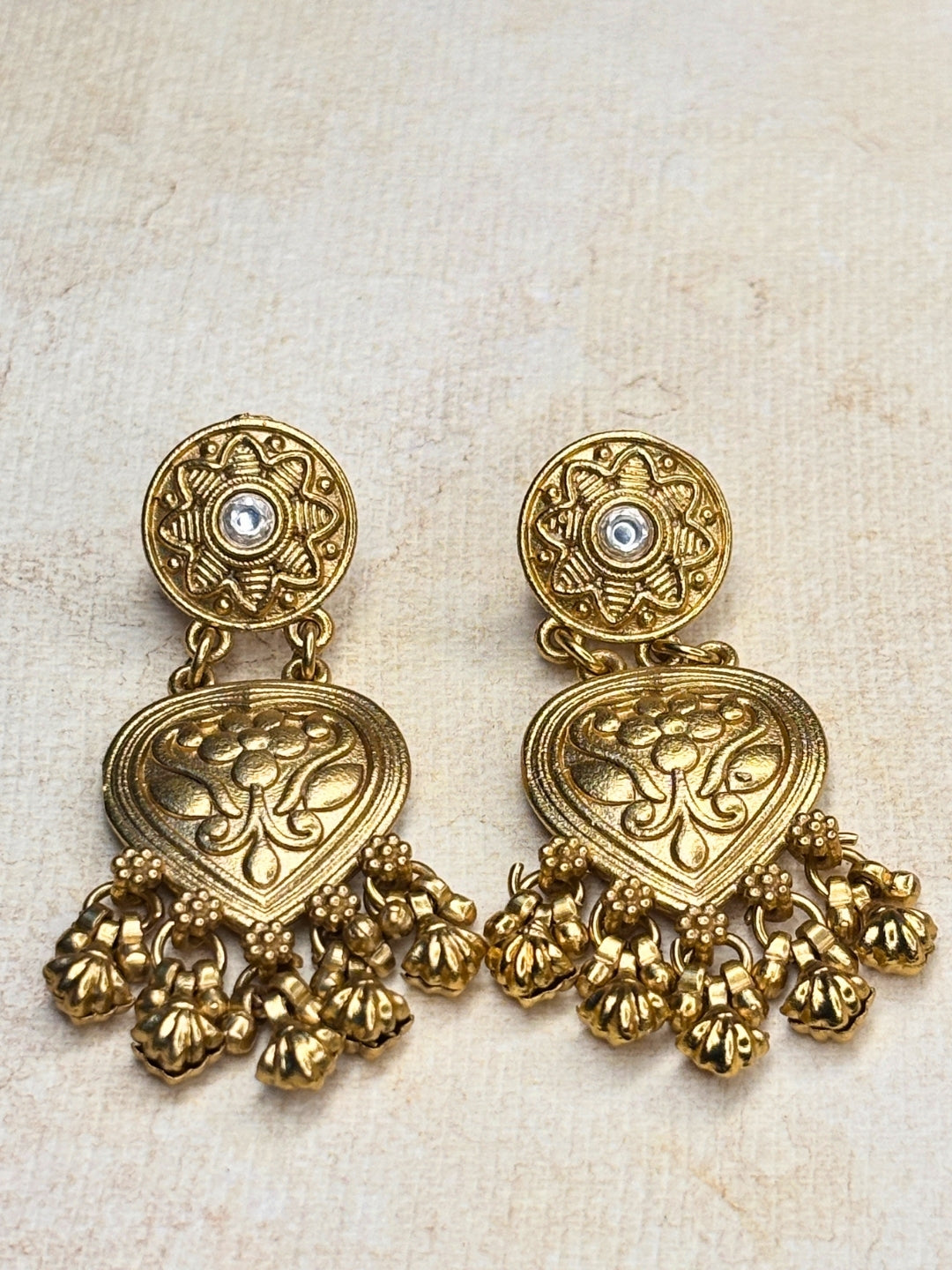 Gold-Plated Floral Drop Statement Earrings