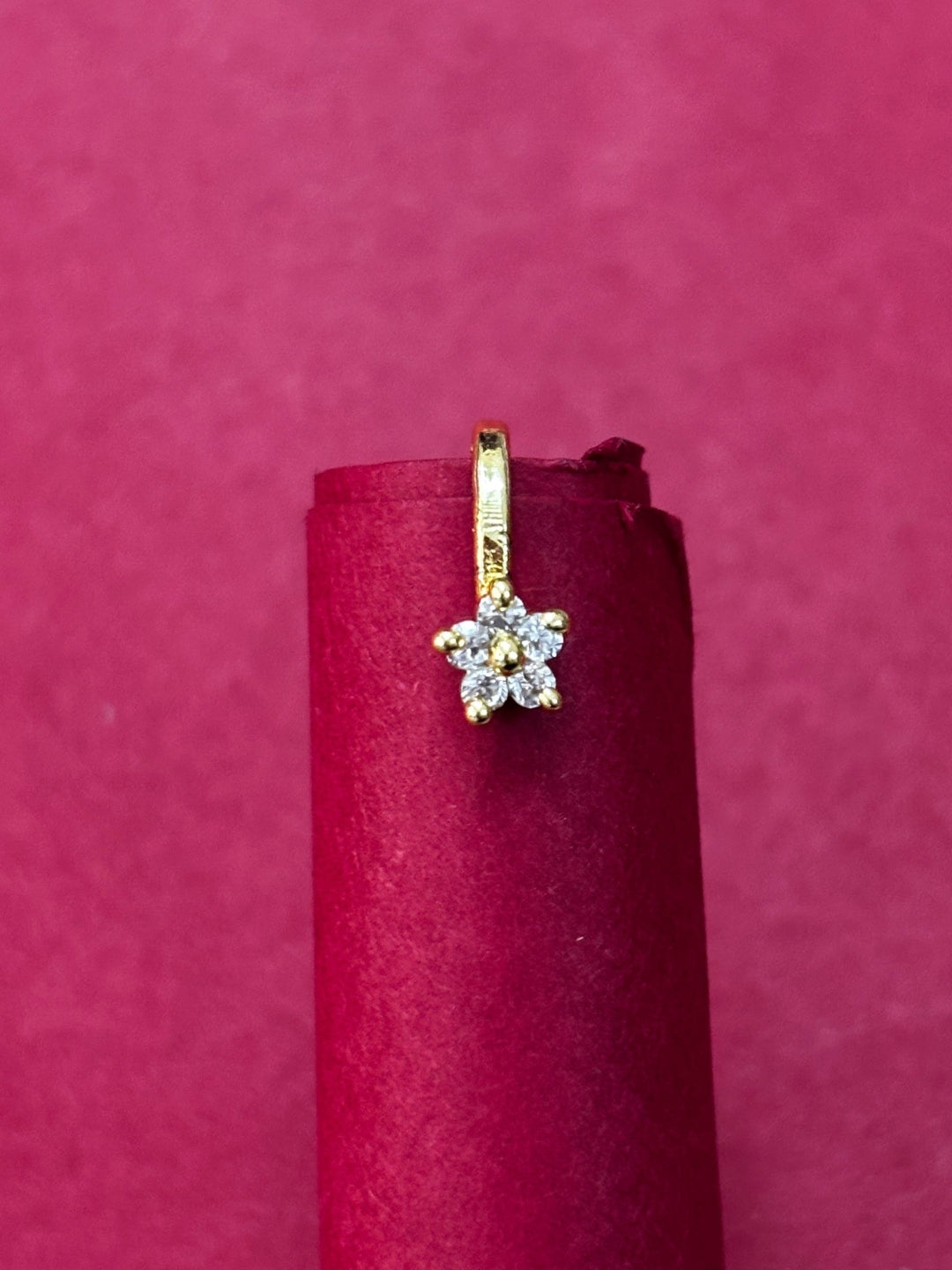 22K Gold-Plated Cubic Zirconia Studded Floral Nosepin