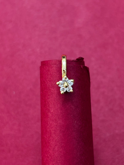 22K Gold-Plated Cubic Zirconia Studded Floral Nosepin