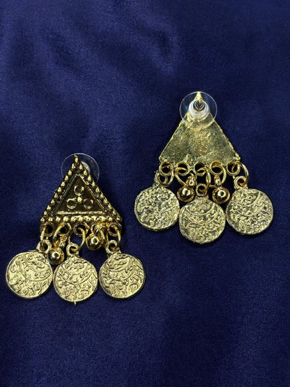 Gold-Plated Antique Coin Layered Statement Necklace Jewellery Set