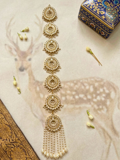 Bridal Gold-Plated Kundan Multi-Layer Hair Braid Accessory